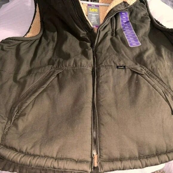 LEE MEN'S XX-Large SHERPA LINED WORKWEAR CANVAS VEST - Picture 2 of 7